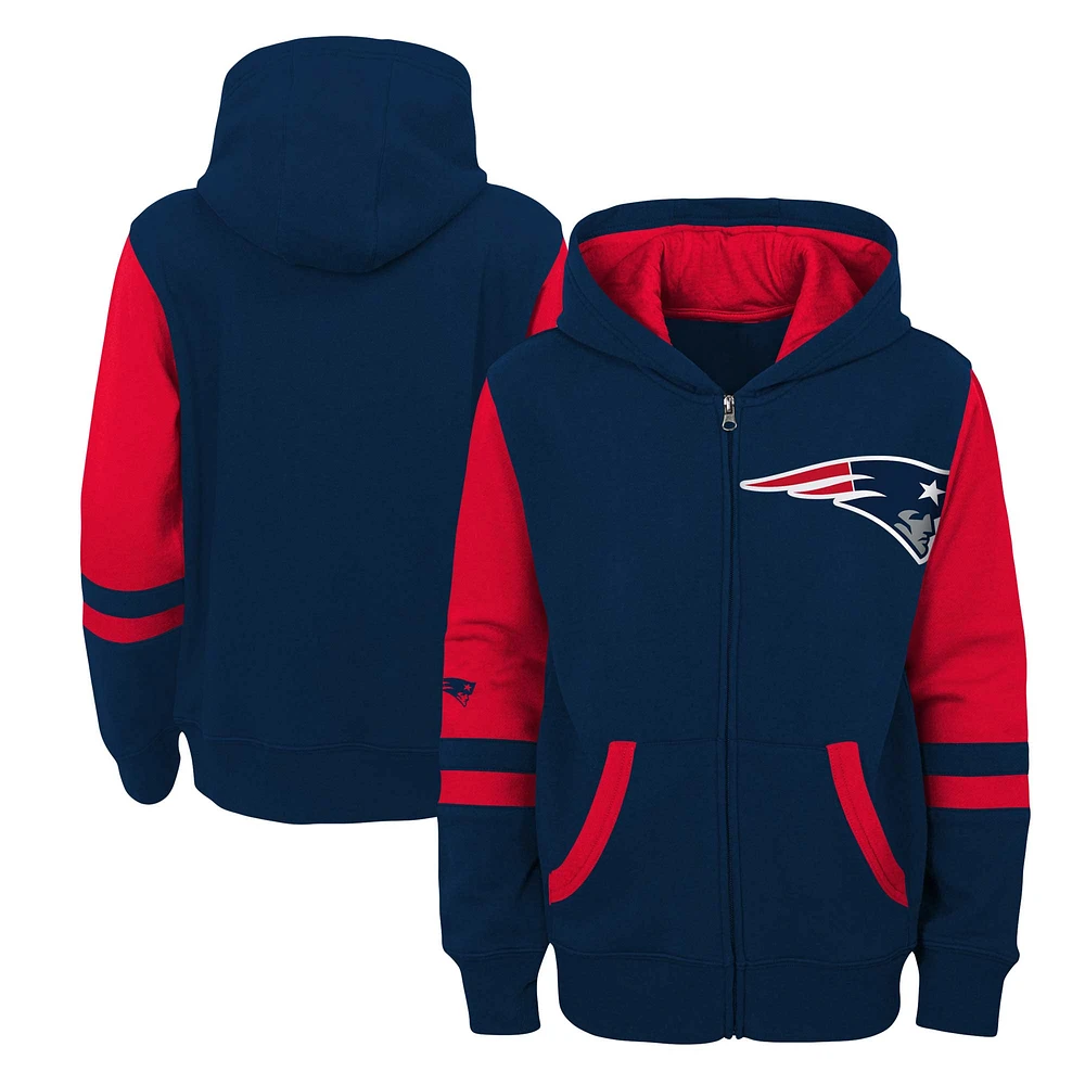 Preschool Navy New England Patriots Stadium Colorblock Full-Zip Hoodie