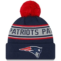 Bonnet en tricot à revers répété des New England Patriots New Era New Era pour enfants d'âge préscolaire avec pompon