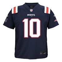 Maillot de jeu joueur Nike Drake Maye Navy New England Patriots pour enfant d'âge préscolaire