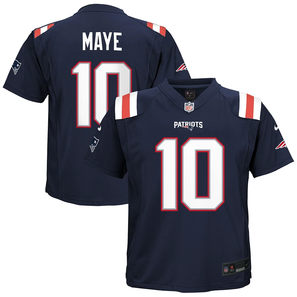 Maillot de jeu joueur Nike Drake Maye Navy New England Patriots pour enfant d'âge préscolaire