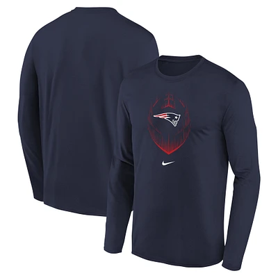 T-shirt à manches longues Nike bleu marine New England Patriots Legend Icon pour enfants d'âge préscolaire