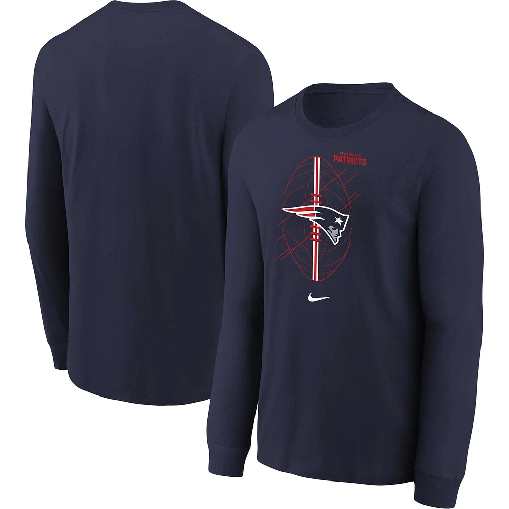 T-shirt à manches longues Nike New England Patriots pour enfant préscolaire