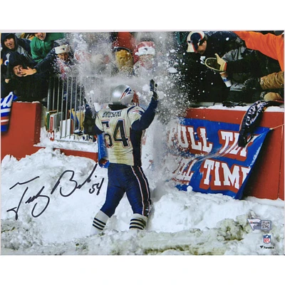 Tedy Bruschi New England Patriots Photographie autographiée de célébration de la neige 8" x 10"