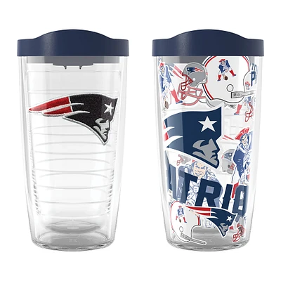 Tervis New England Patriots paquet de deux 16oz. Ensemble de gobelets classiques Allover