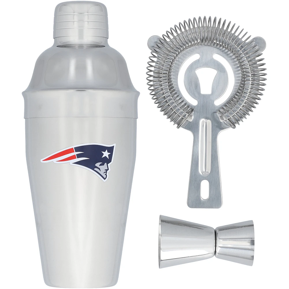 The Memory Company New England Patriots Stainless Steel Shaker, Strainer & Jigger Set