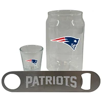 The Memory Company New England Patriots Three-Pack Beer Glass, 2oz. Shot Glass & Bottle Opener Set