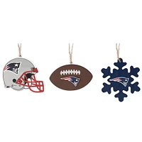 The Memory Company New England Patriots Lot de trois casques, ballon de football et décoration en forme de flocon de neige