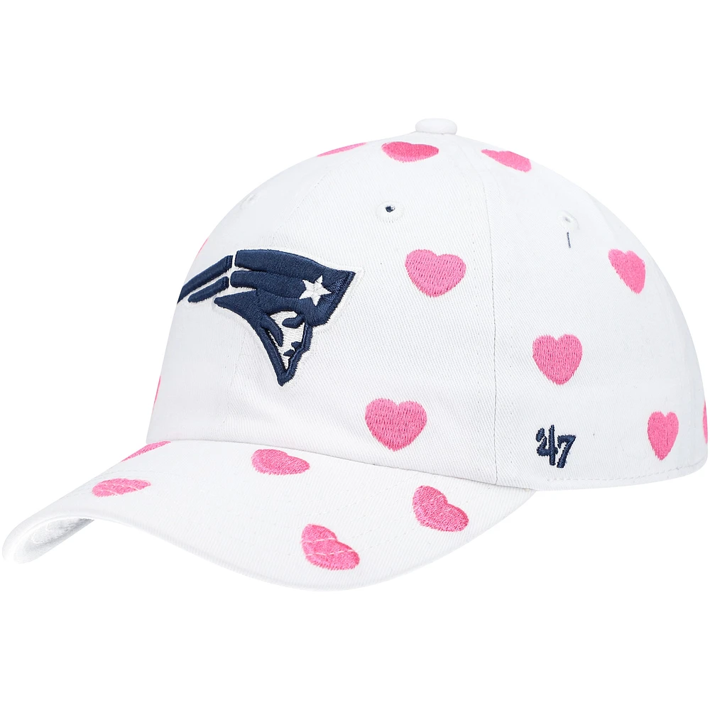 Chapeau réglable blanc '47 des New England Patriots Surprise Clean Up pour petites filles