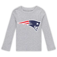 Toddler Heather Gray New England Patriots Long Sleeve T-Shirt and Pants Sleep Set