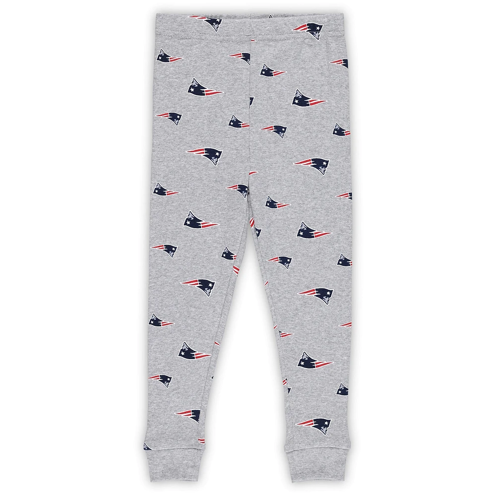 Ensemble de nuit pour tout-petits avec t-shirt à manches longues et pantalon gris chiné New England Patriots