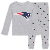 Ensemble de nuit pour tout-petits avec t-shirt à manches longues et pantalon gris chiné New England Patriots