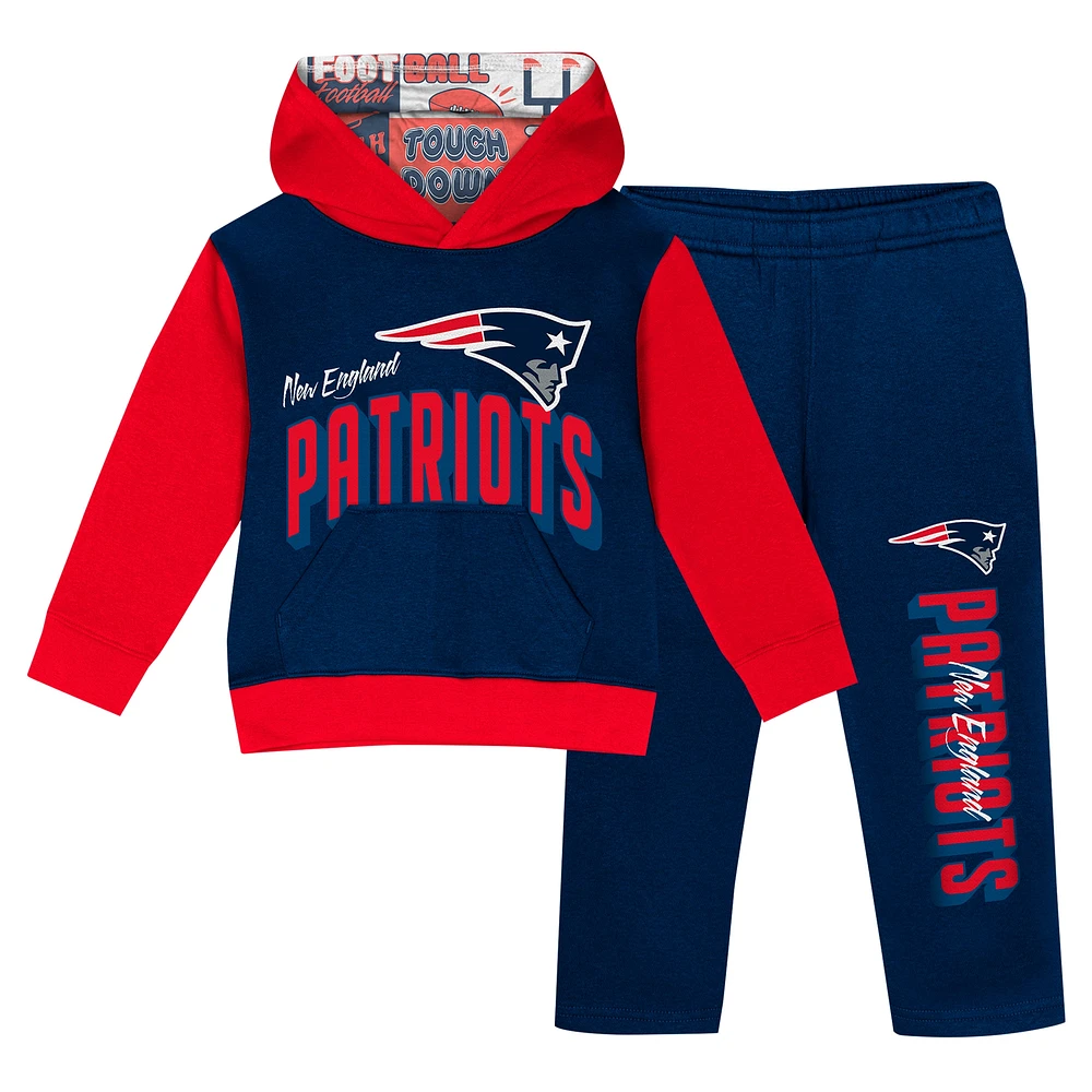 Ensemble sweat à capuche et pantalon en polaire bleu marine New England Patriots pour tout-petit