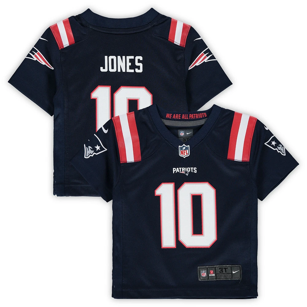 Maillot de match Nike Mac Jones des New England Patriots, bleu marine, pour tout-petit