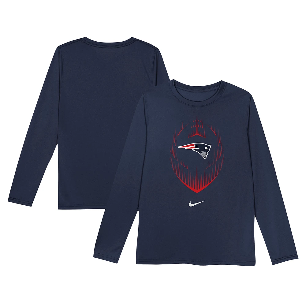 T-shirt à manches longues Nike bleu marine New England Patriots Legend Icon pour tout-petit