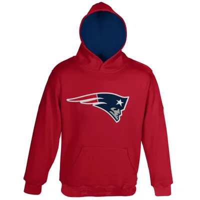 Team Apparel Youth England Patriots Fan Gear Prime Pullover Hoodie- Red,  Medium