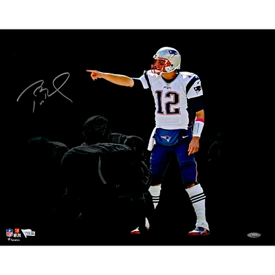 Tom Brady New England Patriots Autographed 16" x 20" Pointing Spotlight Photograph