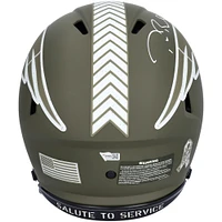 Casque authentique Riddell Salute To Service Speed ​​2022 autographié par Tom Brady des New England Patriots