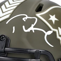 Casque Riddell 2022 Salute To Service Speed ​​Mini autographié par Tom Brady des New England Patriots