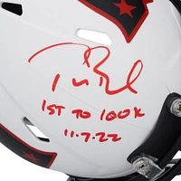 Tom Brady New England Patriots Autographed Riddell Lunar Eclipse Speed Mini Helmet with "1st to 100k 11-7-22" Inscription - Limited Edition of 12 - Signed in Red Ink