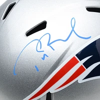 Tom Brady New England Patriots Autographed Riddell Speed Replica Helmet (Signed in Blue Paint)