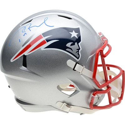 Tom Brady New England Patriots Autographed Riddell Speed Replica Helmet (Signed in Blue Paint)