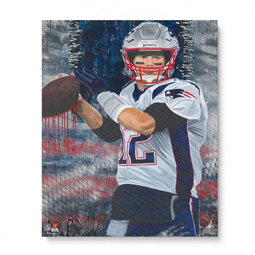 Impression giclée sur toile étirée de Tom Brady New England Patriots 16" x 20" - Art par Cortney Wall
