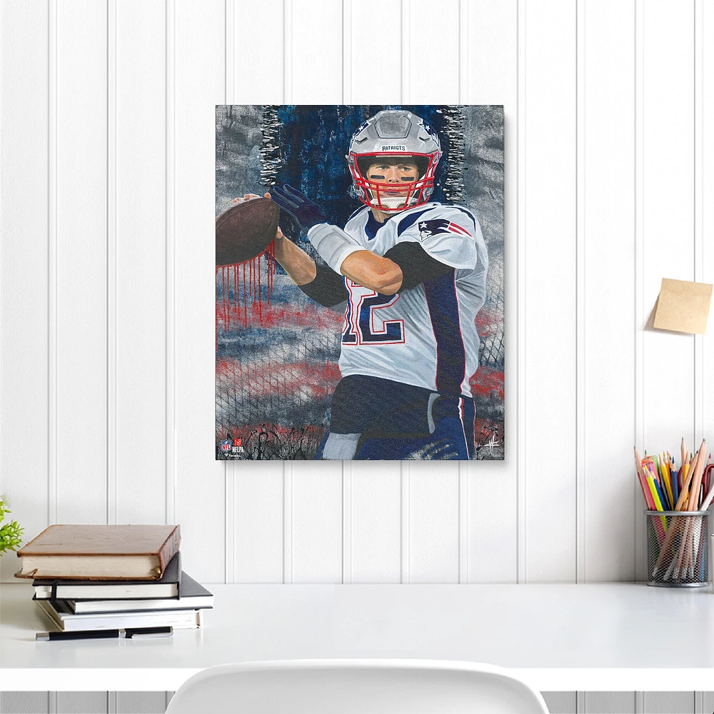 Impression giclée sur toile étirée de Tom Brady New England Patriots 16" x 20" - Art par Cortney Wall