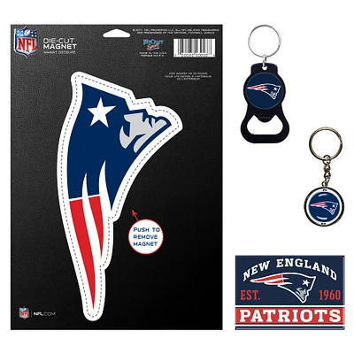 Lot de 4 porte-clés et aimants WinCraft New England Patriots