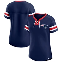 Women's Fanatics  Navy New England Patriots Lace-Up Bling T-Shirt