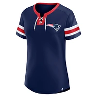 Women's Fanatics  Navy New England Patriots Lace-Up Bling T-Shirt