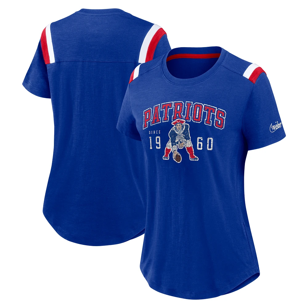 Women's Nike  Heather Royal New England Patriots Historic Slub Fashion T-Shirt