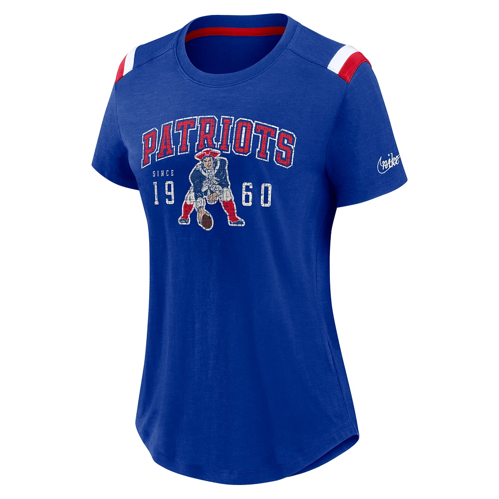 Women's Nike  Heather Royal New England Patriots Historic Slub Fashion T-Shirt