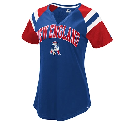 T-shirt raglan Game On Notch Neck pour femme des New England Patriots