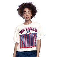 Women's Starter  White New England Patriots Throwback Play the Ball Boxy Cropped T-Shirt