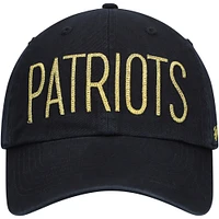 Casquette réglable noire New England Patriots Shimmer Text Clean Up '47 pour femmes