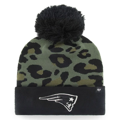 Bonnet en tricot à revers Bagheera des New England Patriots '47 vert/noir pour femmes avec pompon