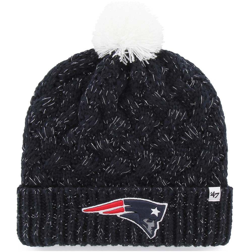 Women's '47 Navy New England Patriots Fiona Logo Cuffed Knit Hat with Pom