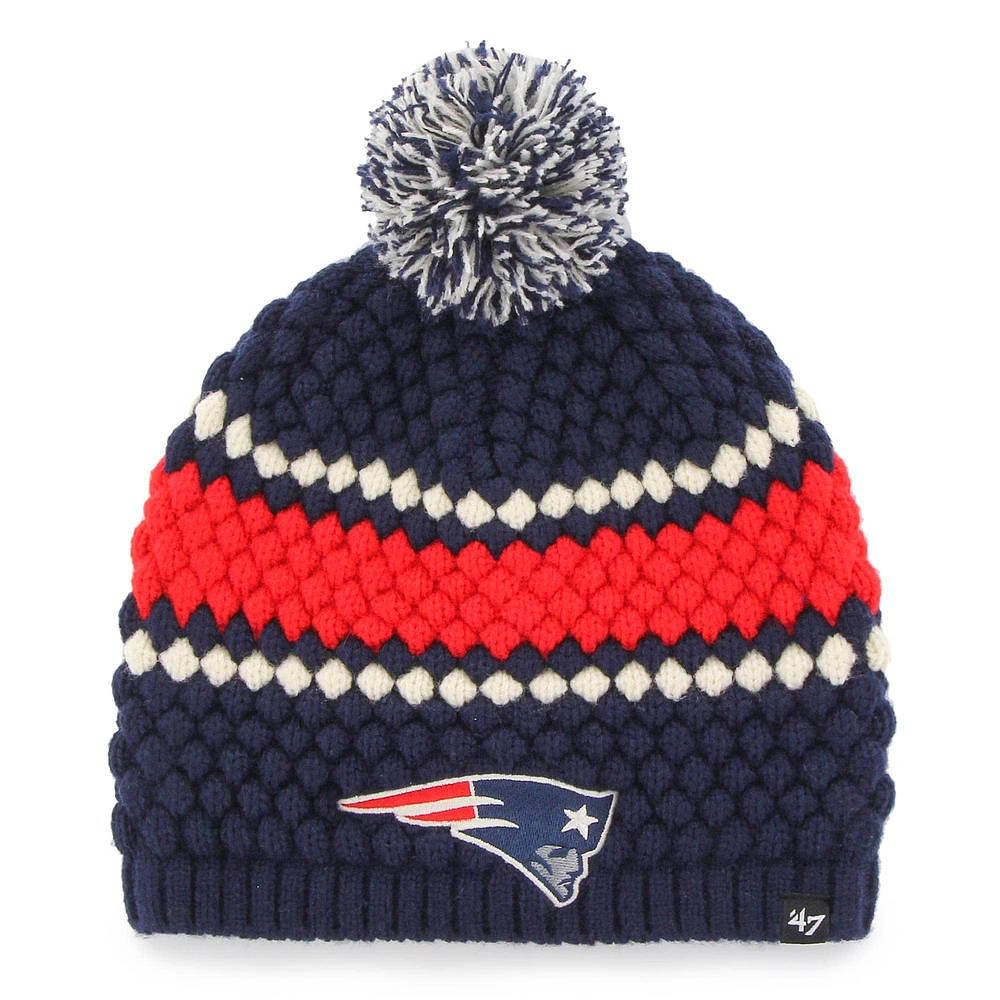 Bonnet Leslie '47 Navy New England Patriots pour femmes avec pompon