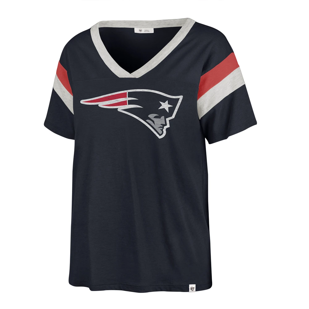 Women's '47 Navy New England Patriots Phoenix V-Neck T-Shirt