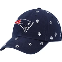 Women's '47 Navy New England Patriots Team Confetti Clean Up Adjustable Hat