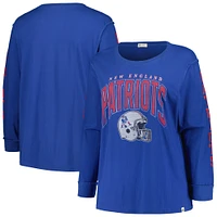 T-shirt à manches longues Honey Cat SOA '47 Royal New England Patriots pour femmes, grande taille