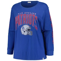 T-shirt à manches longues Honey Cat SOA '47 Royal New England Patriots pour femmes, grande taille