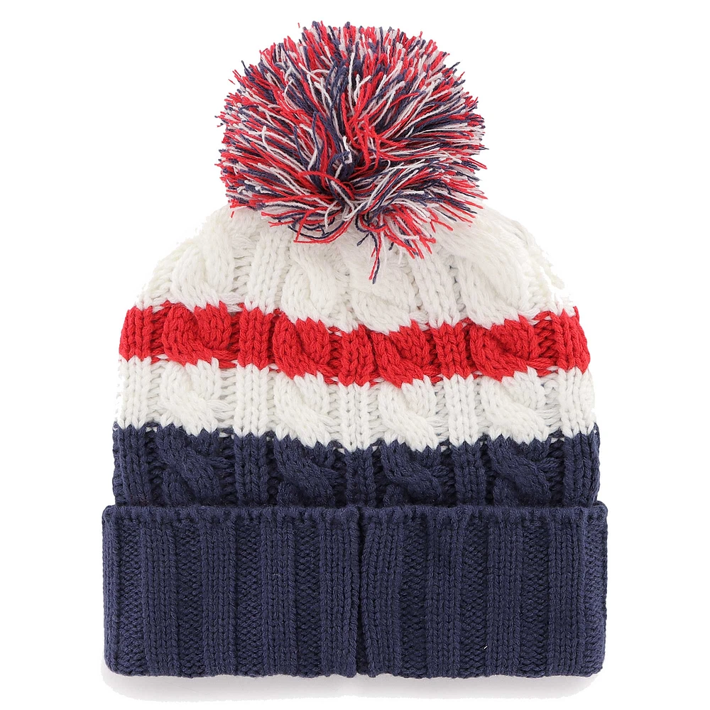 Bonnet en tricot à revers Ashfield '47 blanc des New England Patriots pour femmes avec pompon