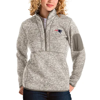 New England Patriots Antigua Women's Fortune Half-Zip Pullover Jacket - Oatmeal