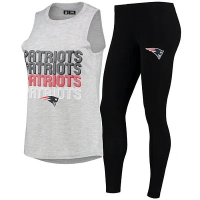 Women's Concepts Sport Heathered Gray/Black New England Patriots Profound Tank Top & Leggings Sleep Set