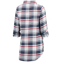 Women's Concepts Sport Navy/Red New England Patriots Accolade Flannel Long Sleeve Button-Up Nightshirt