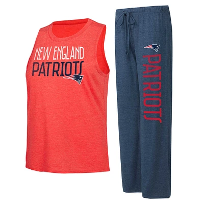 Ensemble de détente avec débardeur et pantalon Concepts Sport pour femmes, bleu marine/rouge, New England Patriots