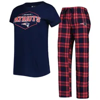 Concepts Sport Ensemble de nuit avec écusson et pantalon pour femme Bleu marine/rouge Patriots la Nouvelle-Angleterre