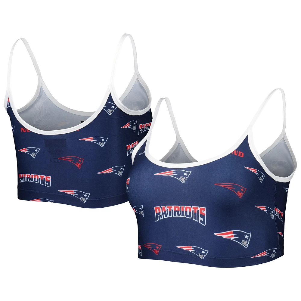 Brassière de détente en tricot Concepts Sport pour femmes, bleu marine, New England Patriots Breakthrough Allover