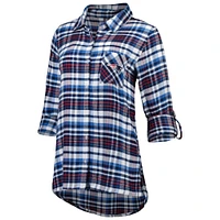 Chemise de nuit à carreaux et boutons pour femme Concepts Sport Navy New England Patriots Mainstay